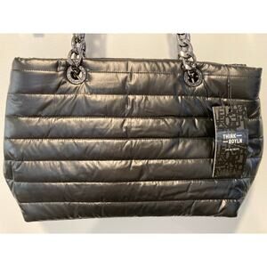 THINK ROYLN Crossbody Tote Bag Black Patent Quilted NWT Sleek